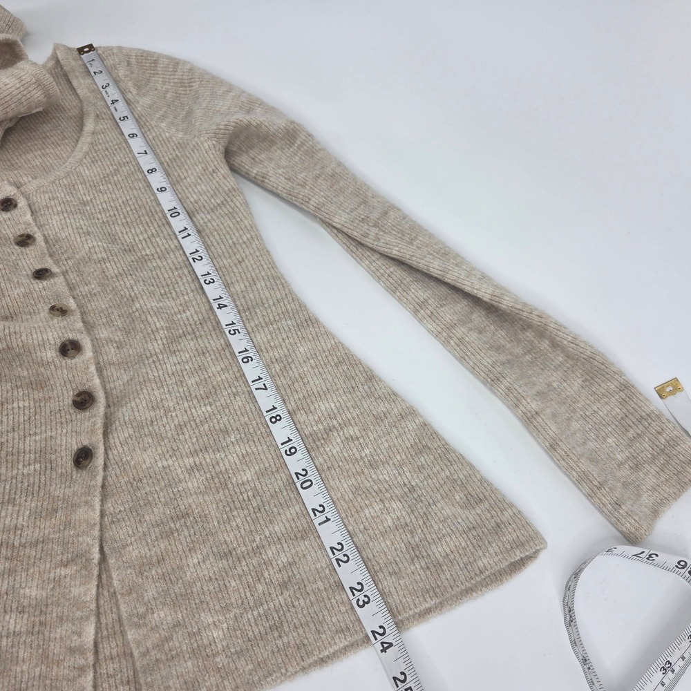 Kimchi Blue Cardigan Small Beige Ribbed Button Front Boho - Picture 4 of 6